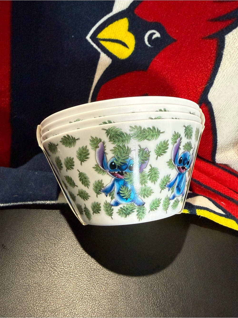 Disney Stitch Leaf Pattern Melamine Bowls (Set of 4) - Blue & Green - Picture 2 of 4